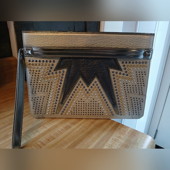 MCM RARE Studded Metallic Wristlset/Clutch - Picture 3 of 9